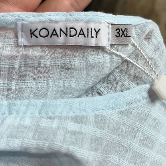 Koandaily dress baby blue mini peasant dress boho  coquette sheer sz 3xl nwt - Picture 6 of 6